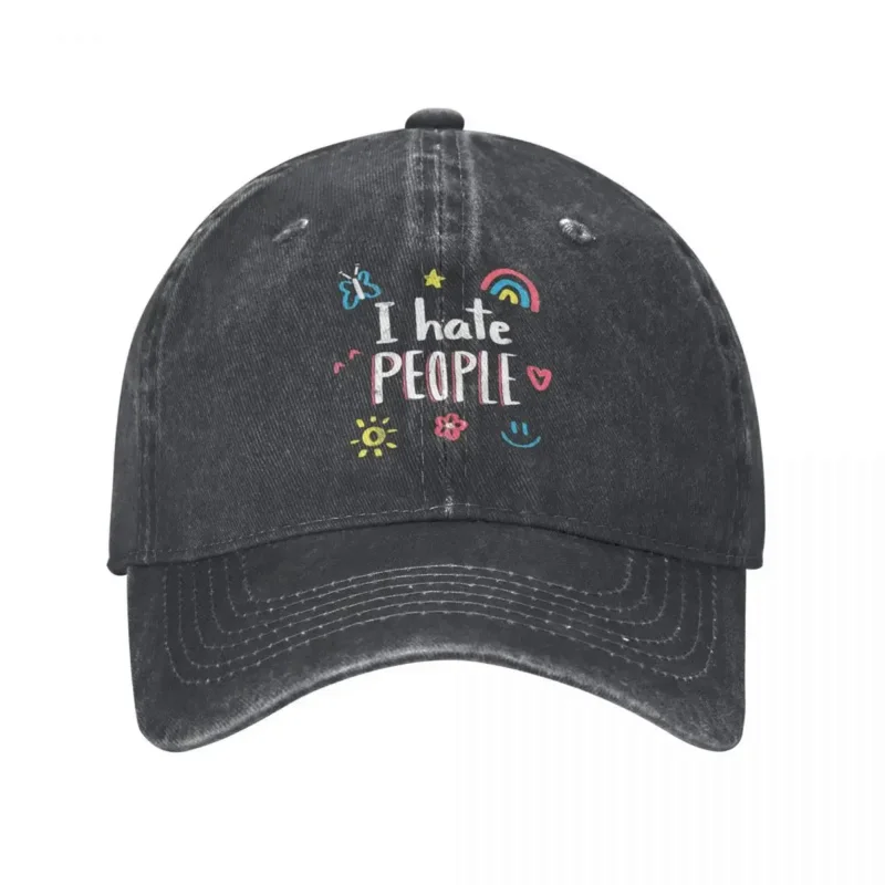 

Vintage Baseball Cap Snapback Cowboy Hats I Hate People Summer Autumn Cap Smile Rainbow Flower Butterfly Denim Casquette Hip Hop