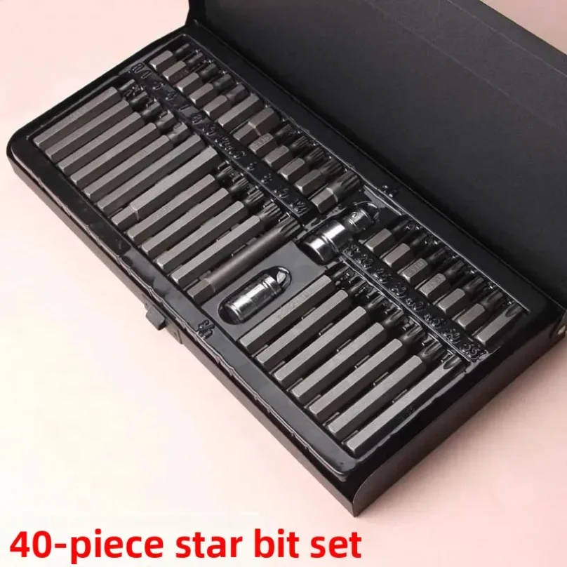 

40-Piece Set Star Screwdriver Bit Extended Length Combination Tool Group Plum Star Crosshead Screwdriver for Motorcycle And Ship
