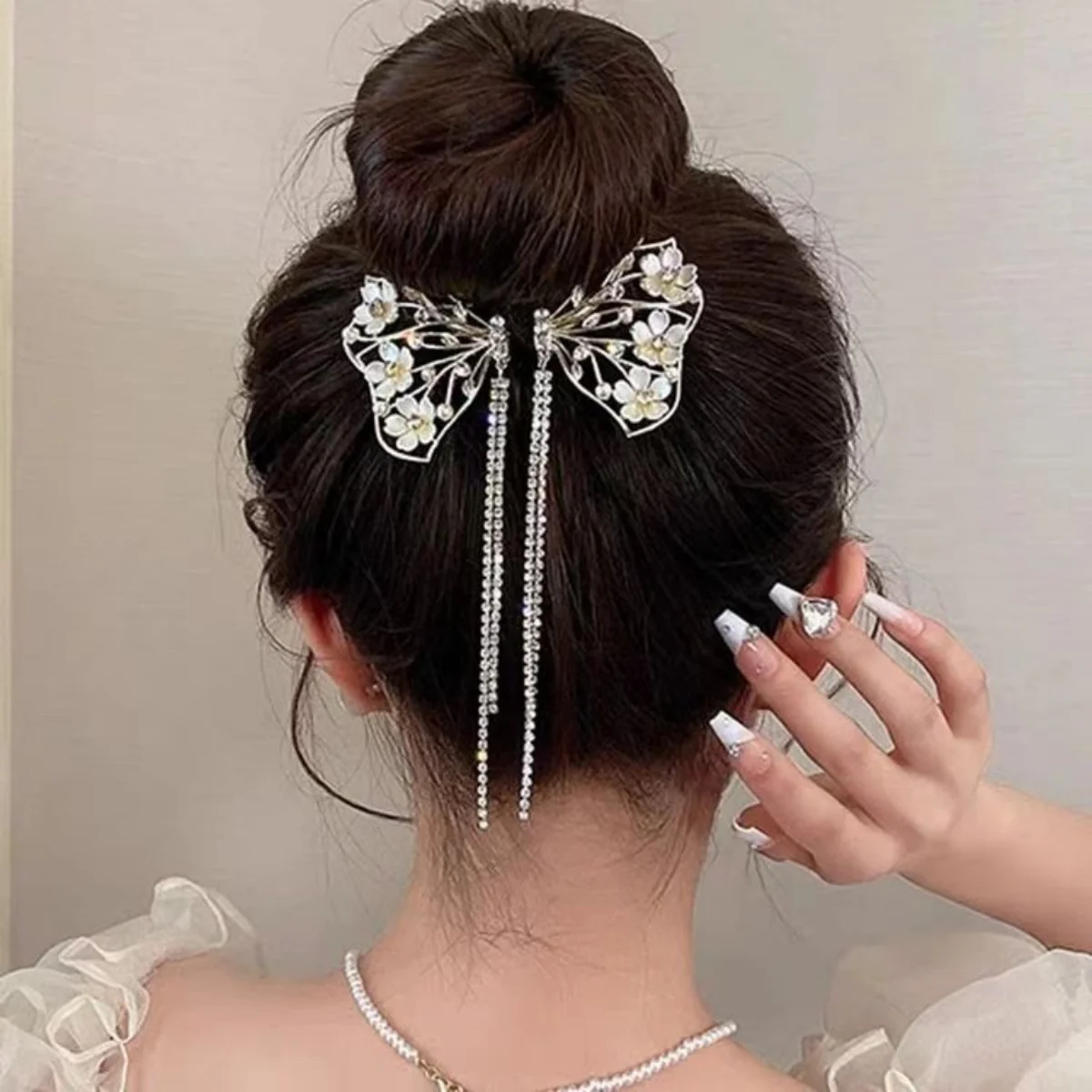 Women's Tassel Rhinestone Hair Clip Exquisite Glitter Maruko Headband Hair Clip 2025 Valentine's Day Gift For Girlfriend Wife