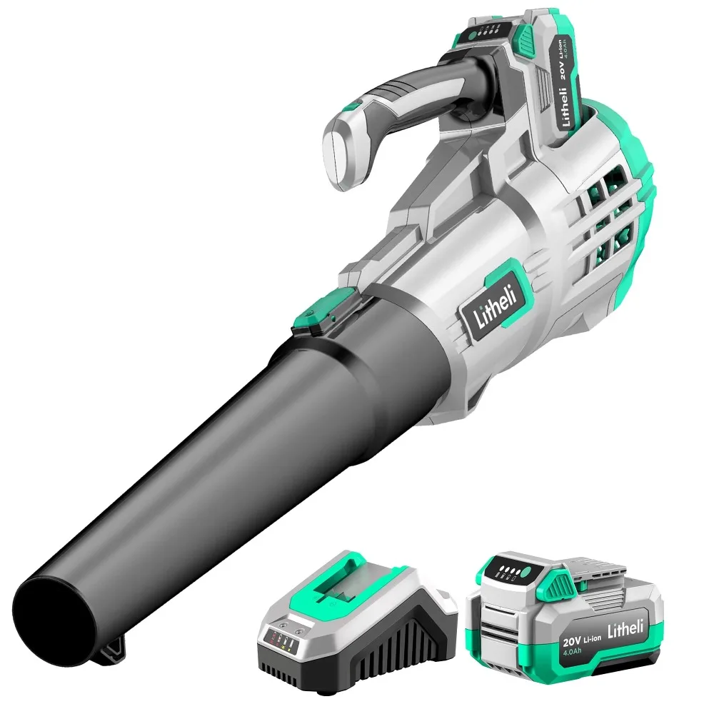 

20V Cordless Leaf Blower 350CFM 2-Speed Turbine Electric Blowing Leaf for Lawn Yard Road Car, with 4.0Ah Battery & Charger