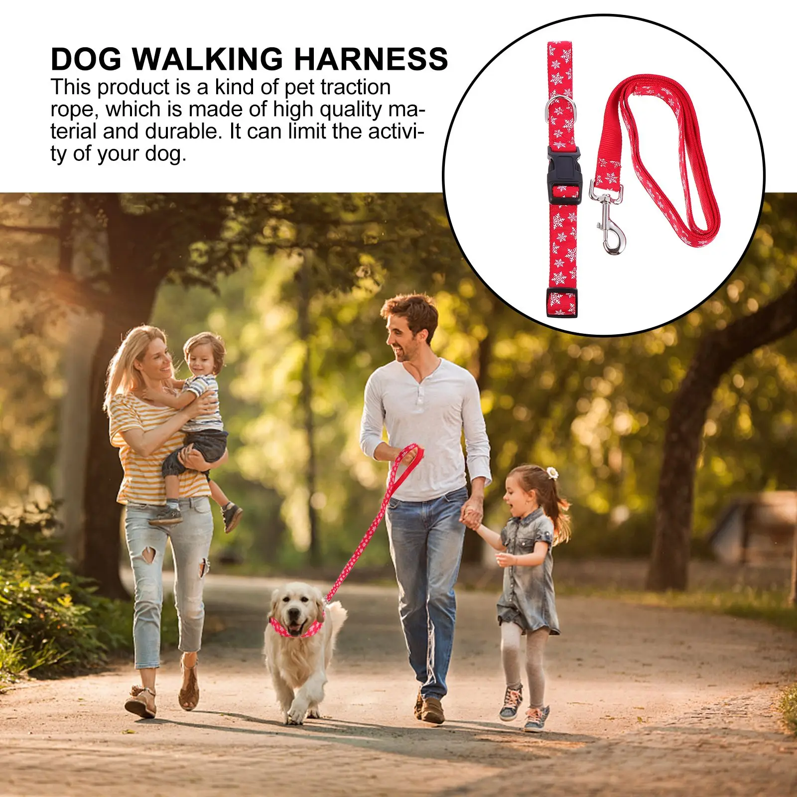 

1Set Snowflake Collar Leash Set Adjustable Christmas Pet Rope Durable Dog Cat Accessories Pet Leash Collar Set