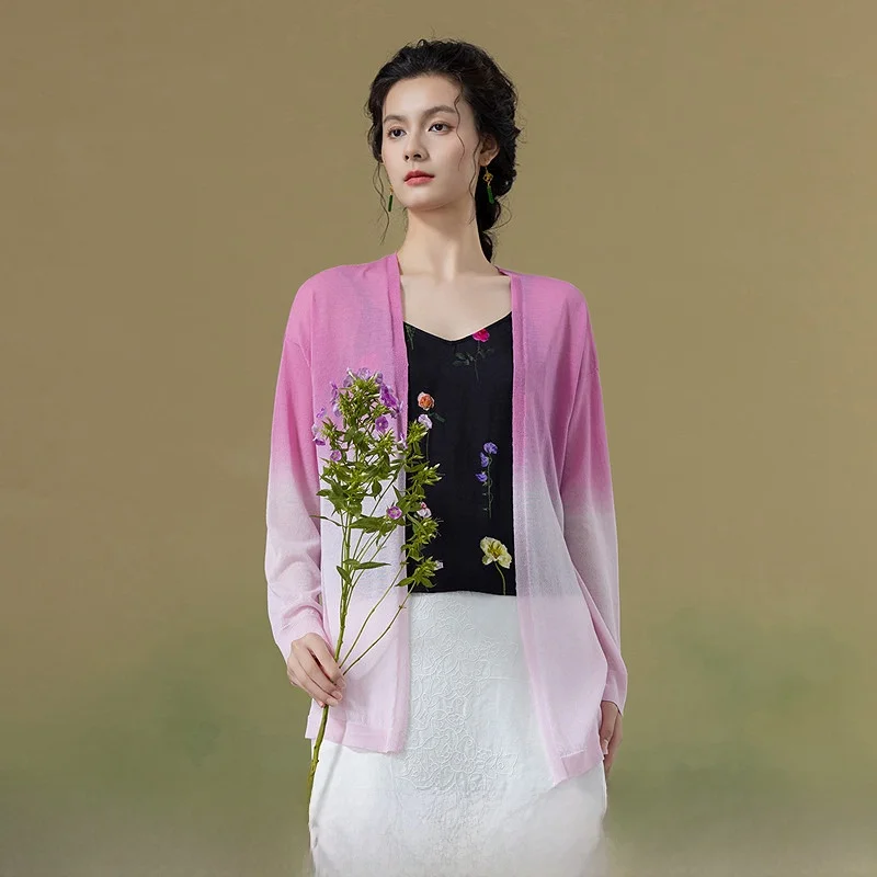 

Women's Loose Knitted Open Cardigan Pink adient New Arrival Autumn Season Regular Fit Long Sve Faion Ladies' Sweater