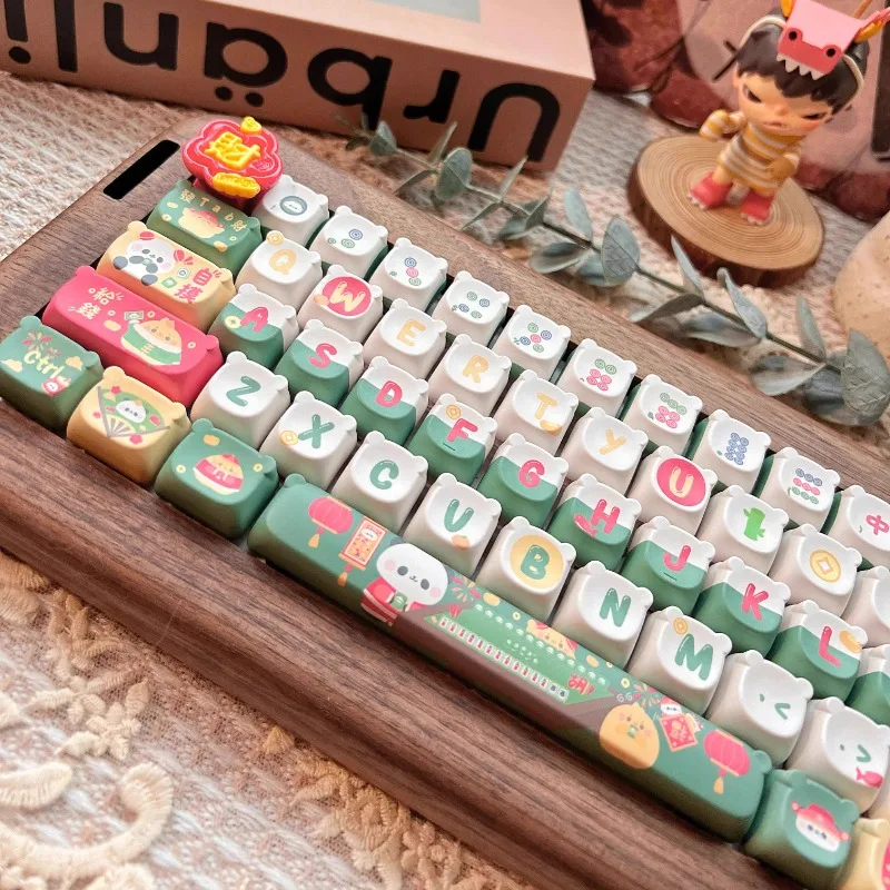 

MiFuny Mahjong Bear Head Keycap PBT Dye Cherry/DMA/EOA Profile Cartoon Gaming Keycaps for Mechanical Keyboard Accessories Gift