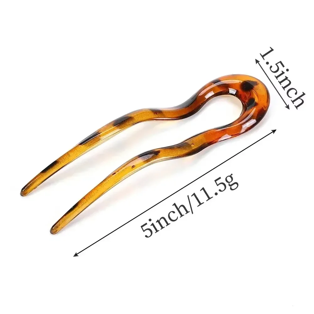 LOVEKIKI Fermaglio per capelli con forchetta per capelli twist a forma di U per donne Ragazze Accessori per capelli con forcina leopardata ondulata in acetato per capelli