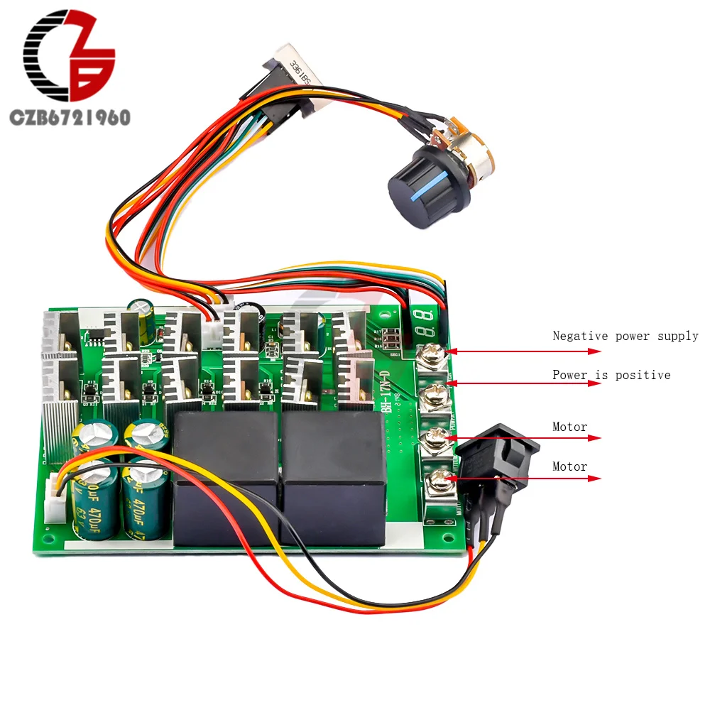 DC 10V-55V 60A DC Brush Motor Speed Controller Governor Bidirectional Reverse Switch PWM Motor Speed Controller 12V 24V Governor