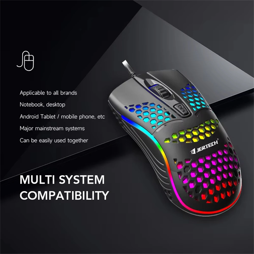 

XP12 Honeycomb Hollow Lightweight Design RGB Lightweight Waterproof ABS Wired DPI Adjustable Gaming Mouse