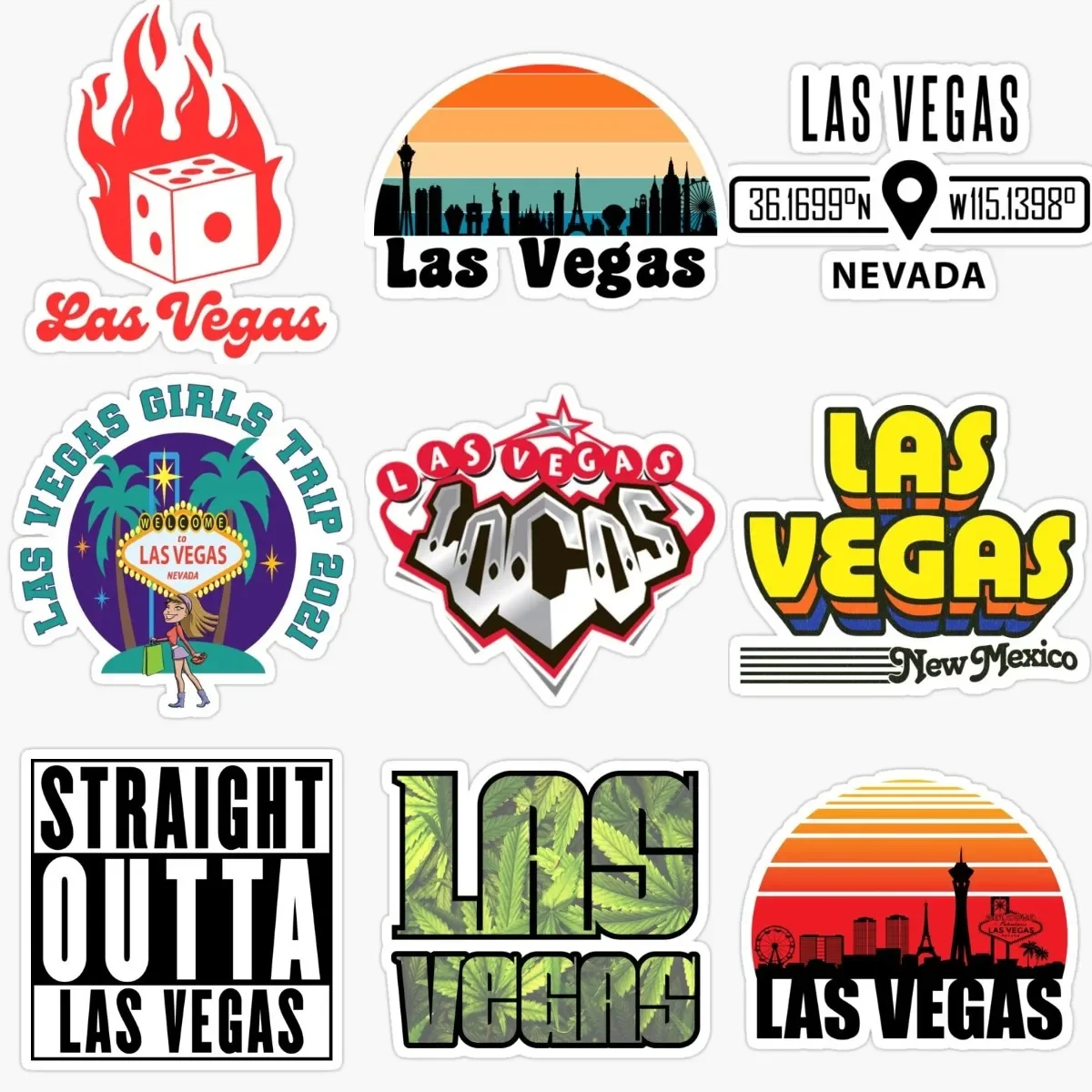 

Creative Las Vegas PVC Materials Accessories Sticker for Decorate Wall Table Car Motorcycle Off-road Helmet Bumper Window Decal