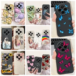For Xiaomi Redmi 14c 4G Case Cover Soft Silicone TPU Flower Butterfly Girly Fashion Painting Phone Case oN Redmi14c Bumper Funda