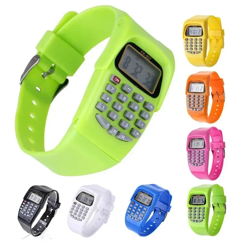 Calcolatrice elettronica per bambini data in Silicone tastiera multiuso orologio da polso Mini calcolatrice