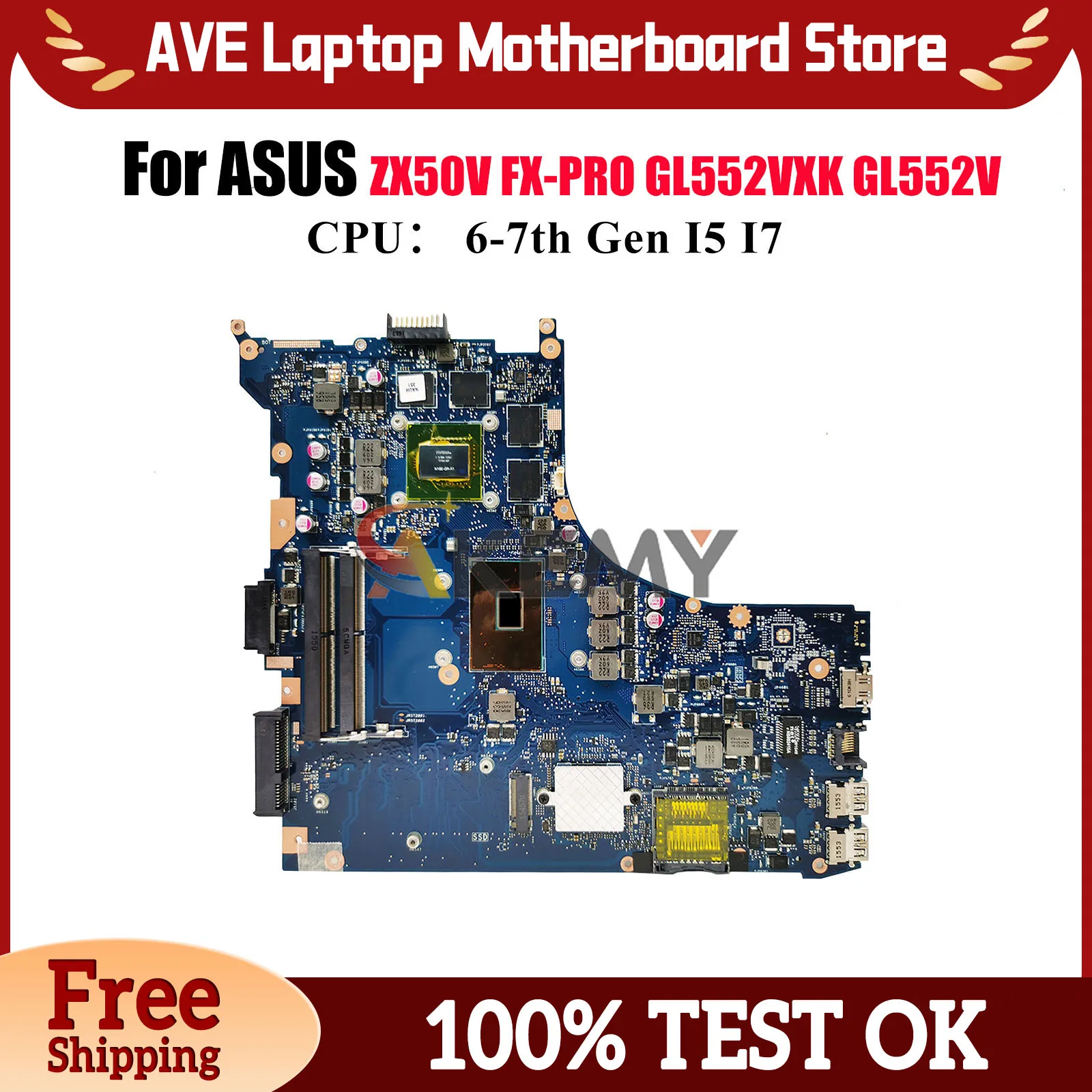 

GL552VL Материнская плата для ноутбука ASUS ROG GL552VXK GL552VX ZX50V FX-PRO GL552V Материнская плата для ноутбука с процессором I5 I7 100% тесты OK stk