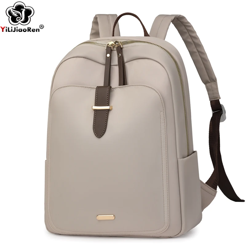 Casual Backpack Women Waterproof Nylon Daypack Ladies Simple Solid Color Bookbag Large Capacity School Bag for Girls Travel Bag
