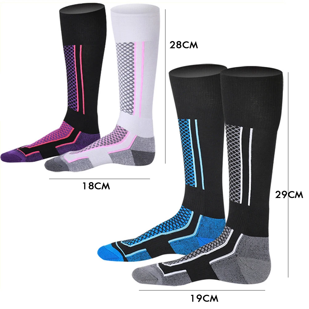 Calcetines deportivos térmicos de lana para hombre y mujer, medias cálidas de invierno, calcetines de snowboard de presión reducida, con forma de