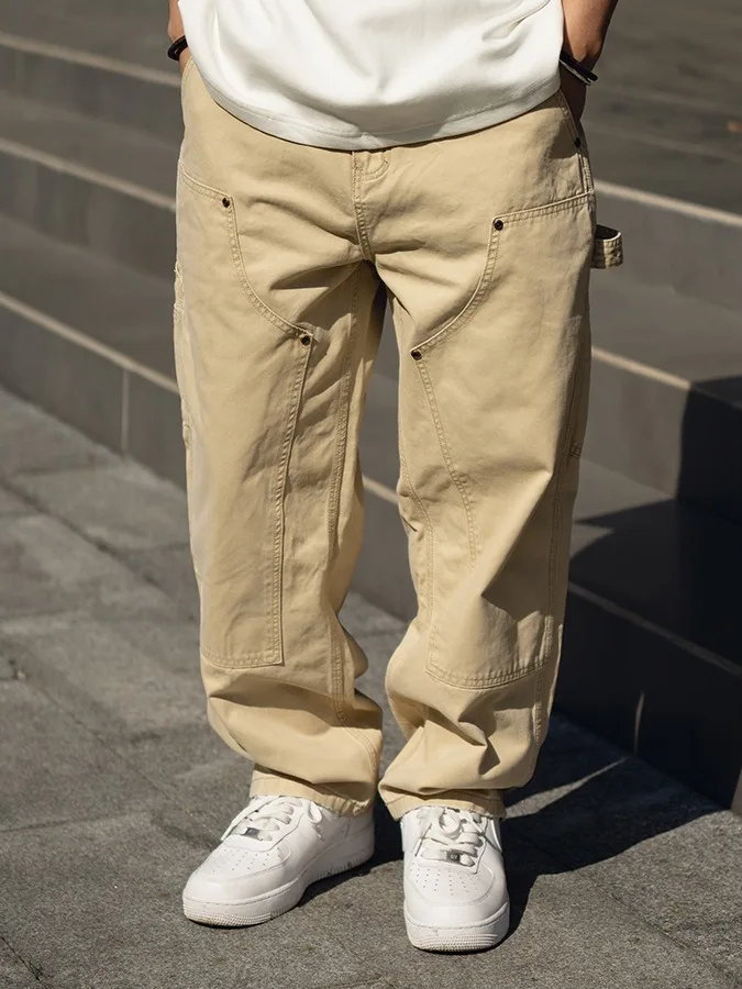 

Distred Kneelength Casual Logging Work Pants Straight Leg Cotton Workwear for Men And Women Youth Faion Resistant Wear