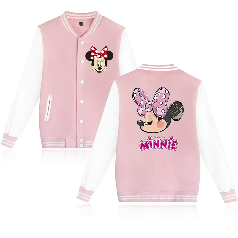 Punk Hoody Men Women Baseball Jacket Disney Mickey Minnie Mouse Hoodie Clothes Kid Girl Boy Jackets Sweatshirt Baby Top Children