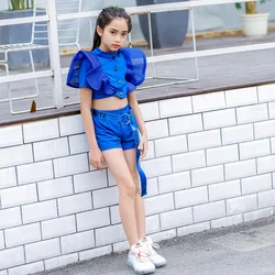 Gkid Girl Jazz Dance Costume Children Street Hip hop Dance Jazz Kpop Dance  for Girls Outfit summer Streetwear Clothes Sets