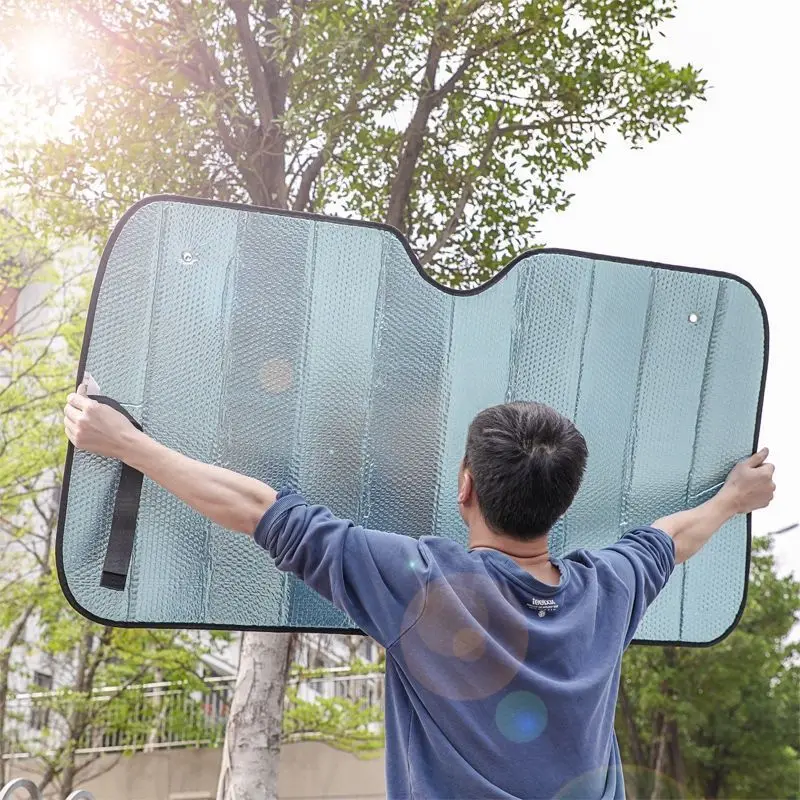 70x140cm Car Shade Curtain Summer Window Sun Protection Heat Insulation Inside Front Windshield Sun File Shading Pad Sun Visor