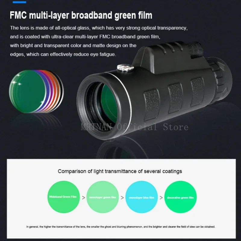 40X60 Zoom HD BAK4 Powerful Binoculars Long Range Portable Prismatic Professional Telescope Monocular for Hunting