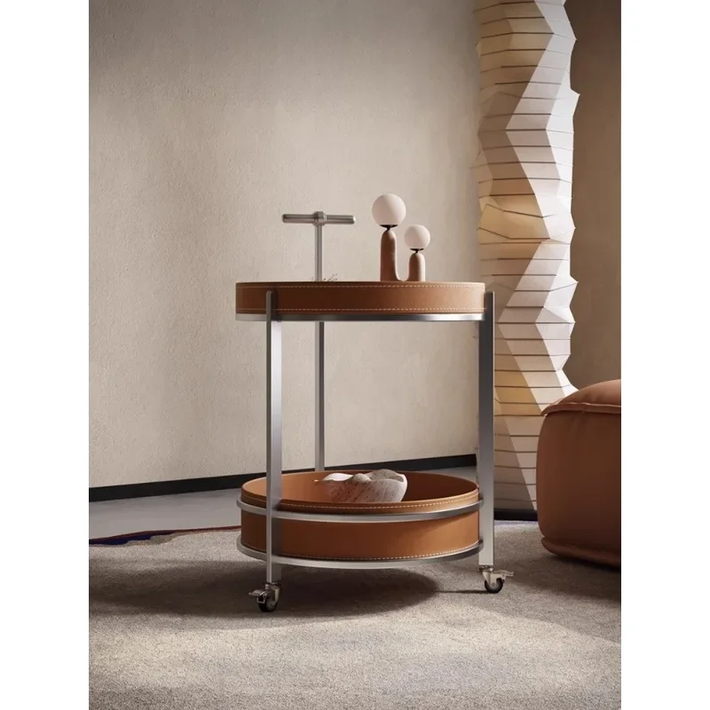 

Italian minimalist round living room mobile trolley
