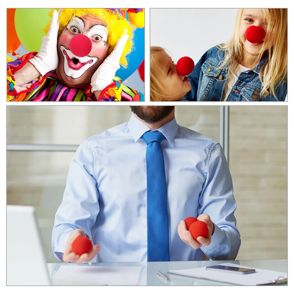 

100pcs Red Clown Nose Sponge Ball Cosplay Prop Party Cosplay Clown Nose Supplies Circus Accessories Reusable Washable