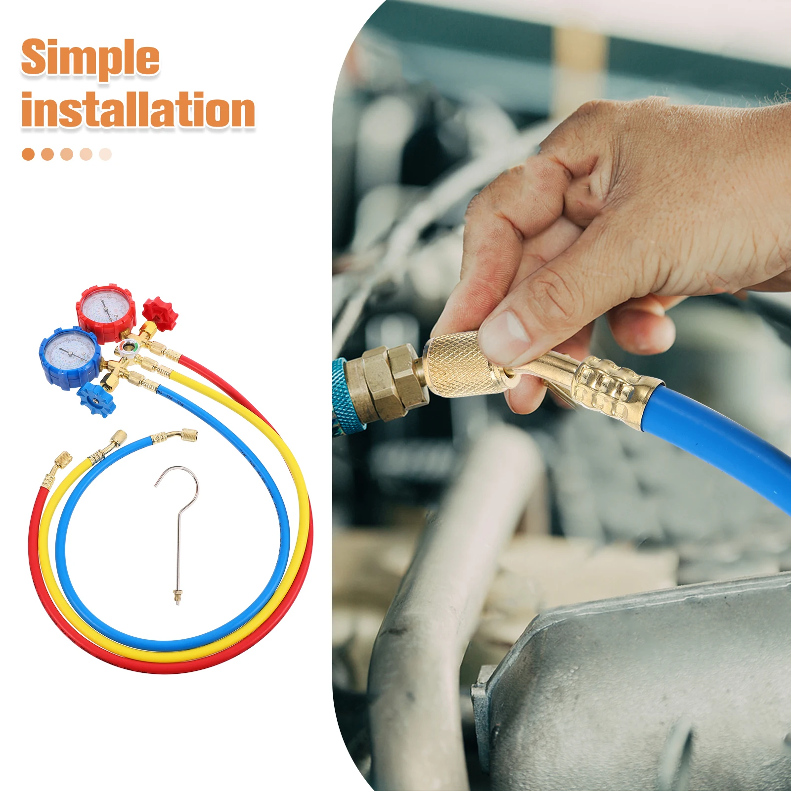 

Air Conditioner Refrigerant Meter Fluoride Gauge Fill Tube Hose for Automotive Home AC Systems Low Side Pressure Checker Car