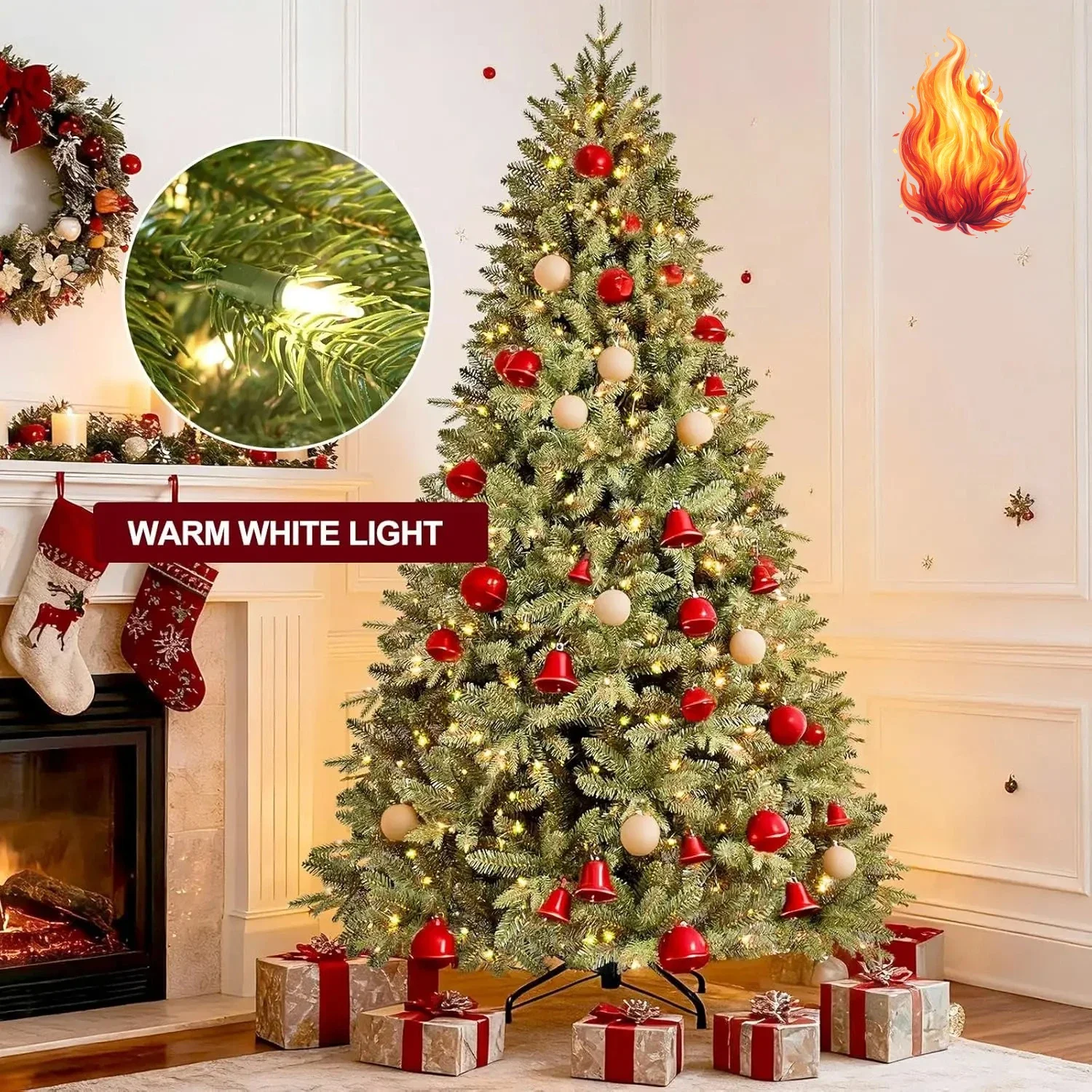 

BestsellerBestseller7FT Pre-Lit Artificial Christmas Tree with 2010 PE&PVC Mixed Branch Tips, 500 Warm White Lights, Hinged Prem
