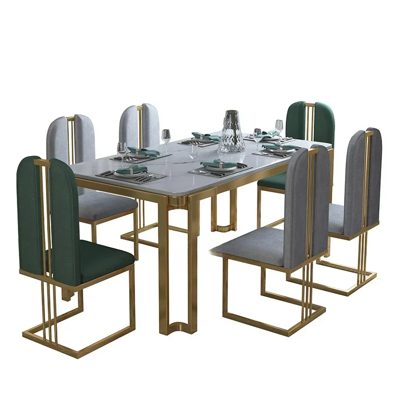 Unique Luxury Table Chairs Modern Legs Metal Design Rectangular Dining Table Space Saving Nordic Mesa De Comedor Funiture