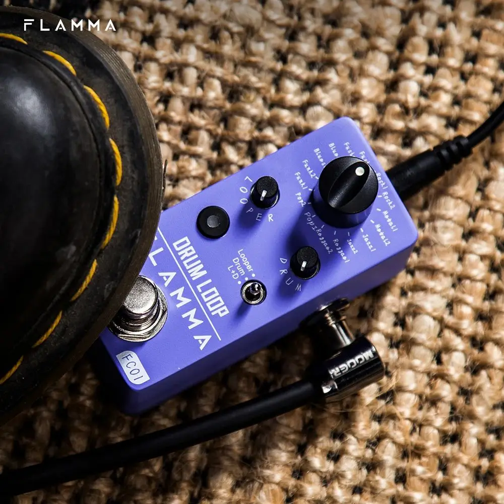 FLAMMA-FC01 Pedal De Guitarra, Pedal De Guitarra, Efeitos De Loop, 20 Minutos De Gravação, 16 Drum Grooves Tap Tempo