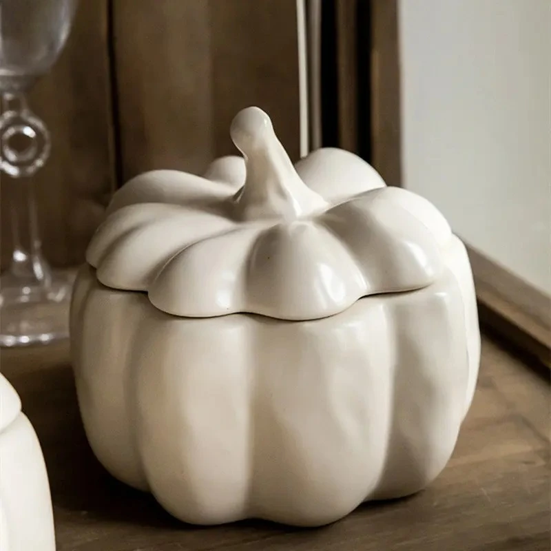 

Creative Ceramic Pumpkin Bowl Restaurant Bird's Nest Oatmeal Lamian Noodles Bowl Chinese Home Kitchen Stew Bowl with Cover