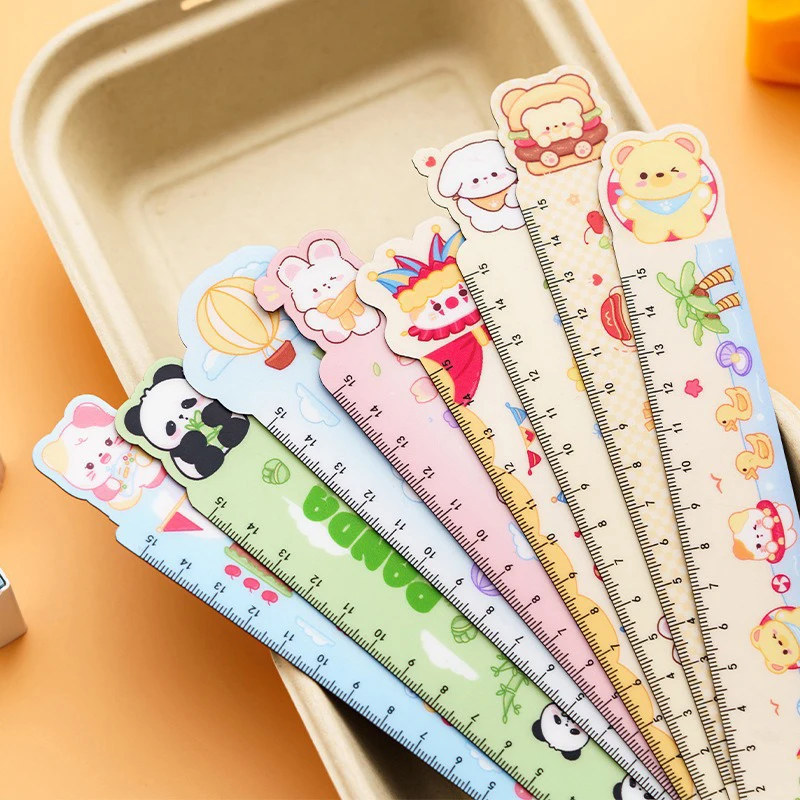 Cute Cartoon Animal Ruler School Supplies Funny 15cm Drawing Tool Kawaii Stationery Rules Multi Functional Magnetic Soft Rules
