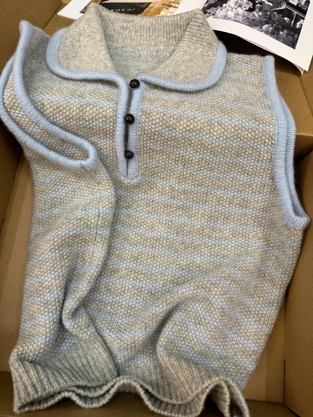 

Полосатый свитер с отложным воротником, жилет, осень-зима, без рукавов, облегающий вязаный универсальный топ, женский корейский повседневный пуловер