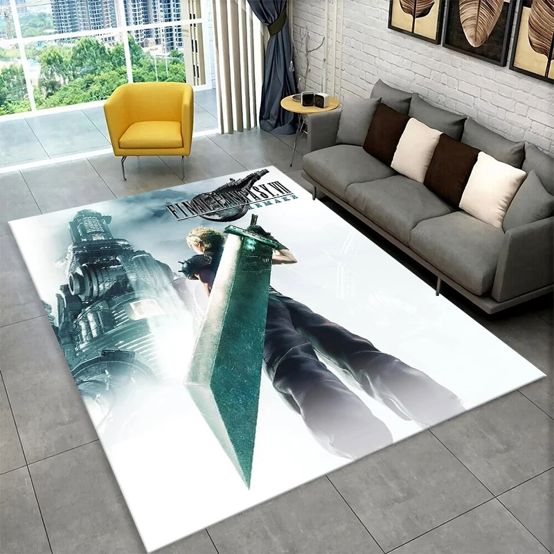 Cloud Tifa Final Fantasy Games Sephiroth Carpet Rug for Bedroom Living Room Sofa Playroom Doormat Home Decor,Area Rug Non-slip
