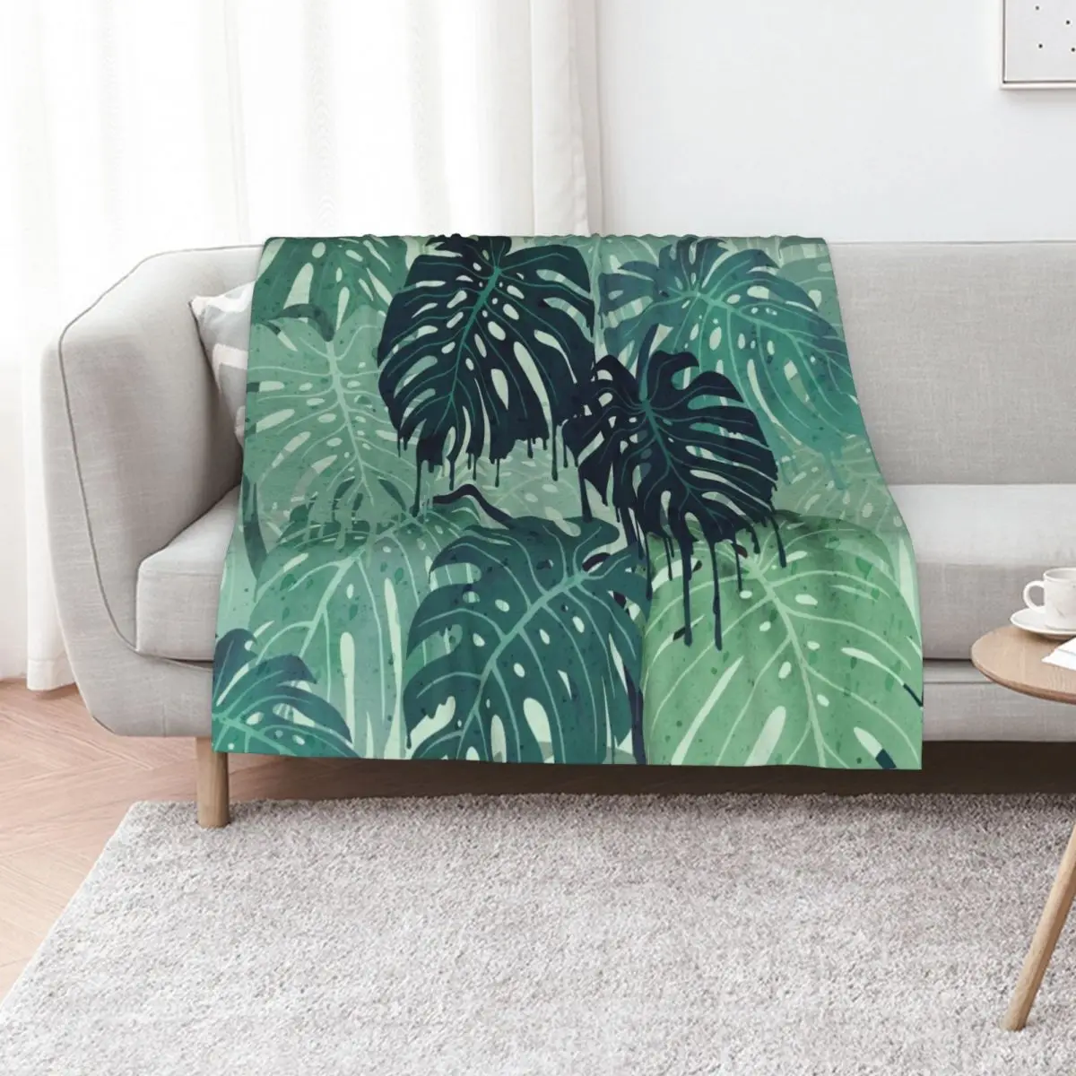 Monstera Melt (in Green) Throw Blanket funny gift Polar warm for winter valentine gift ideas Large Decoratives Blankets