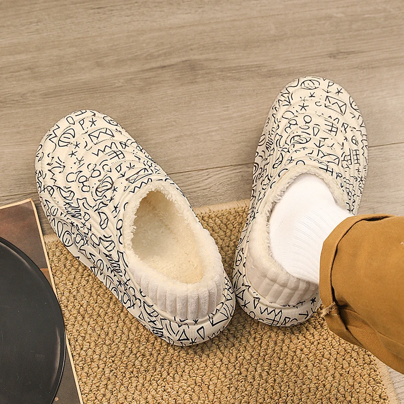 Modische Winter-Herren-Baumwollpantoffeln, Outdoor-Warm-Schuhe, Indoor-Hausschuhe für Paare, Wasserdichte Plüsch-Warm-Pantoffeln für Männer – Detail 9