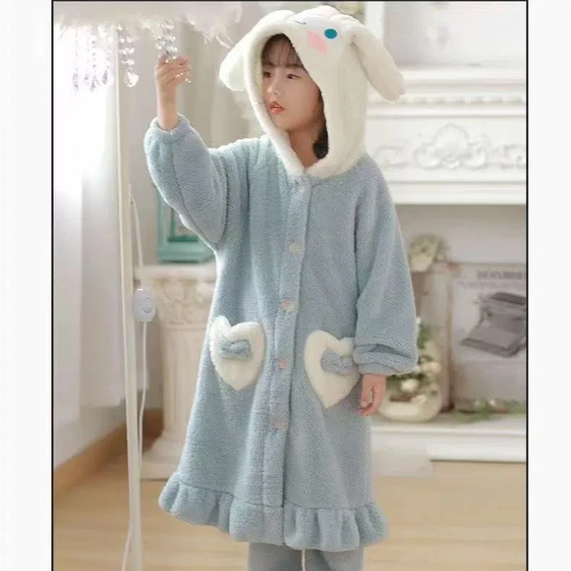 

Sanrio Cinnamoroll Anime Periphery Winter Flannel Rompers Pajamas Children Girl Boy Toddler Jumpsuit Infant Clothes Kids Gifts