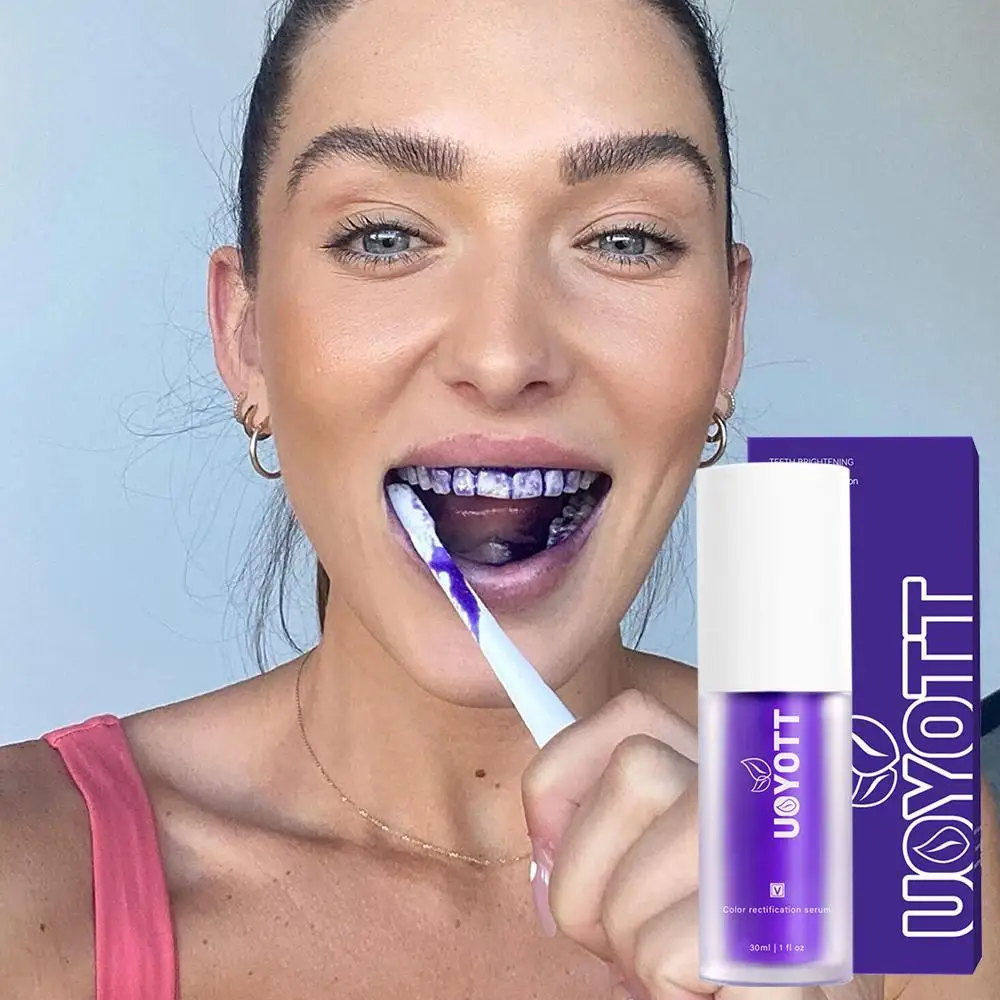 30ml Purple Whitening Toothpaste Remove Stains Reduce Yellowing Care For Teeth Gums Fresh Breath Brightening Teeth