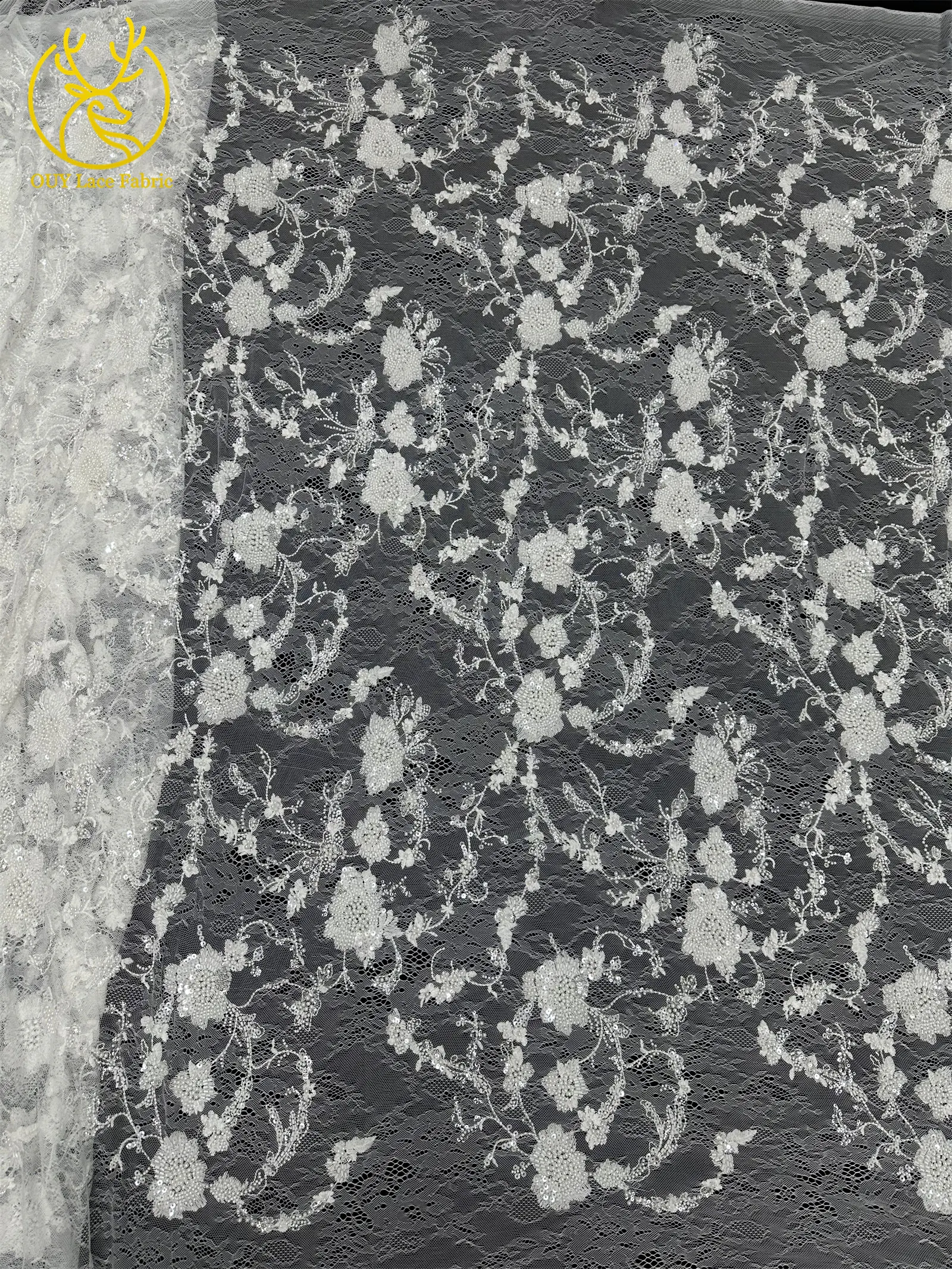 Afrikanischer Spitzenstoff, französische Kordelstickerei, Perlen, Pailletten, Tüllnetz für Damen, Hochzeit, Party, Kleid, Nähen, hohe Qualität, 5 Yards – Detail 16