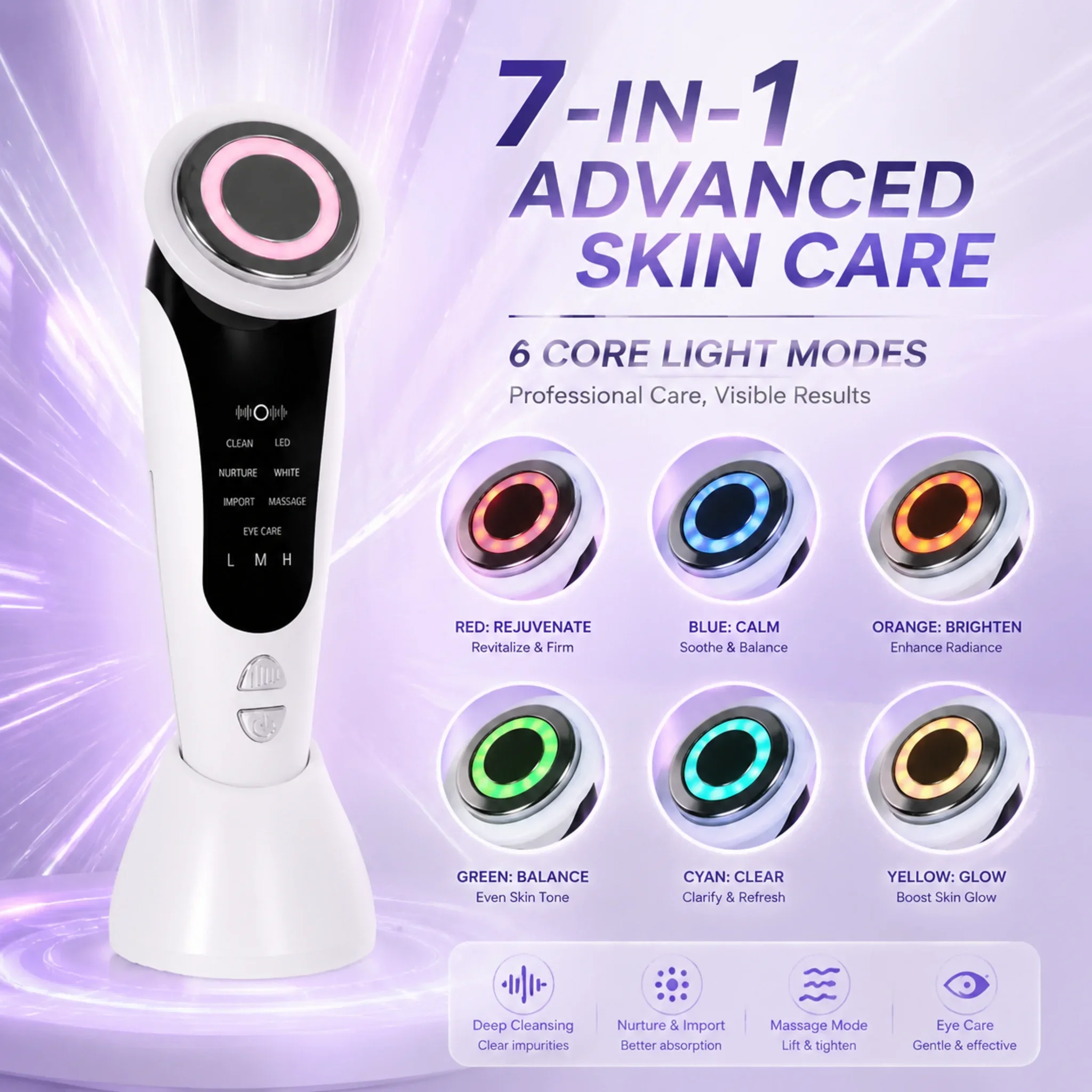 

7 in 1 Face Lifting Device EMS Microcurrent Skin Rejuvenation LED Facial Neck Firming Massager Face Beauty Care Apparatus