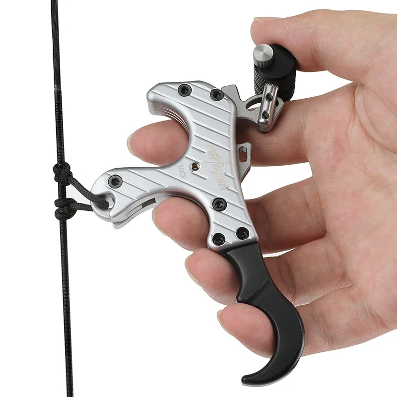 Archery Release Compound Bow Release 3/4 Fingers Brass Adjustable Sensitivity For L/R Hand Training Hunting Caliper Trigger Grip