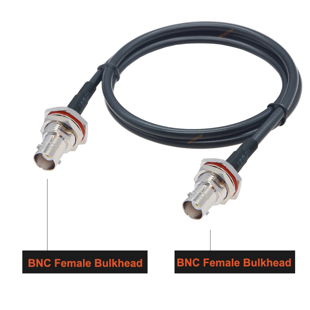 BEVOTOP RG58 Cable BNC Female to BNC Female Jack Waterproof Screw Nut Bulkhead 50Ohm RG-58 RF Coaxial Cable Extension Jumper