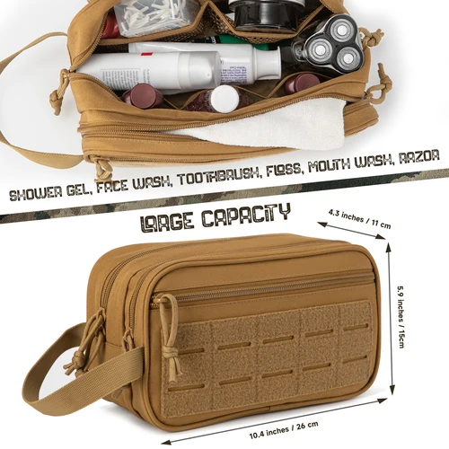 Imagen 2 del producto Neceser táctico para hombres/mujeres, bolsa de higiene, bolsas Molle para herramientas, Kit Dopp colgante pequeño, Kit de afeitado para hombres, bolsa de ducha de viaje