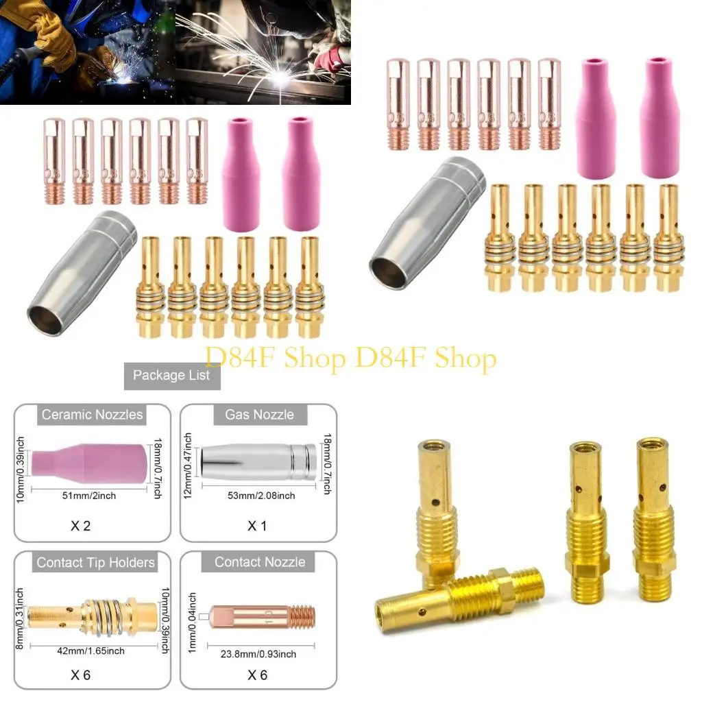 

D84F 15Pcs Tip Holder Ceramic Nozzle Contact Tips Gas Welding Torch Consumables 1mm