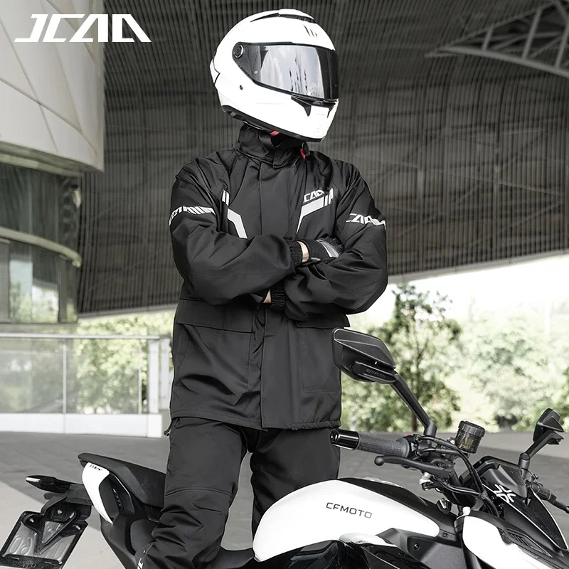 Professional Motorcycle Rain Suit - Heavy Duty Waterproof Jacket & Pants Raincoat with Reflective Strips