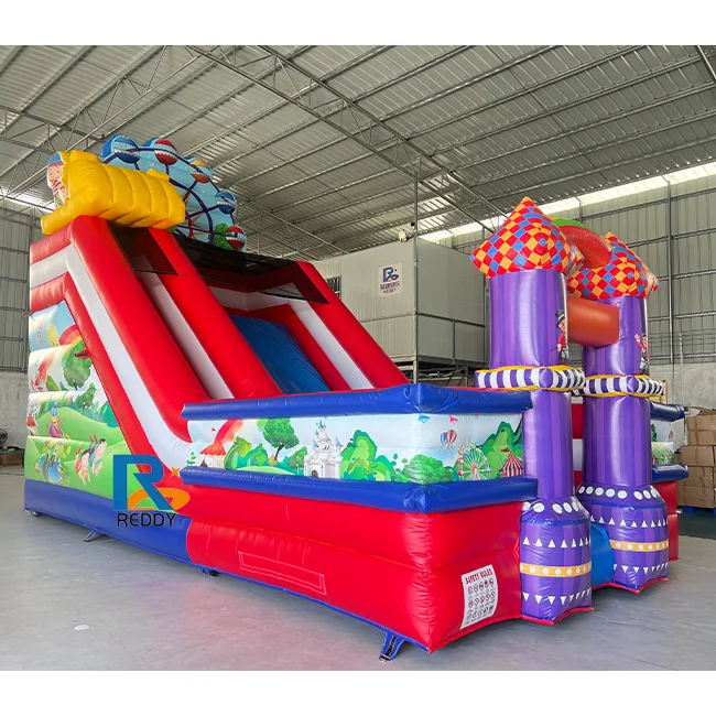 Giant Inflatable Slide & Bouncer Castle, 0.55mm PVC Kids Playground with Safety Net, CE Certified Outdoor Party Equipment