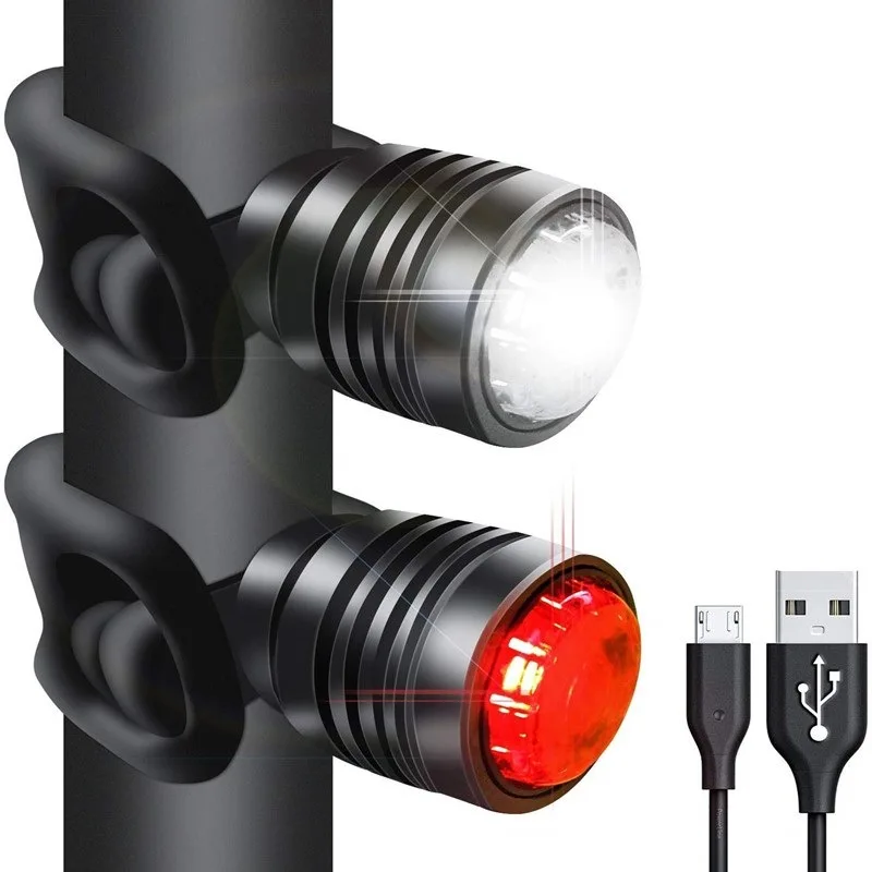 Luz LED trasera y delantera para bicicleta, Faro de seguridad recargable por USB, luces de advertencia