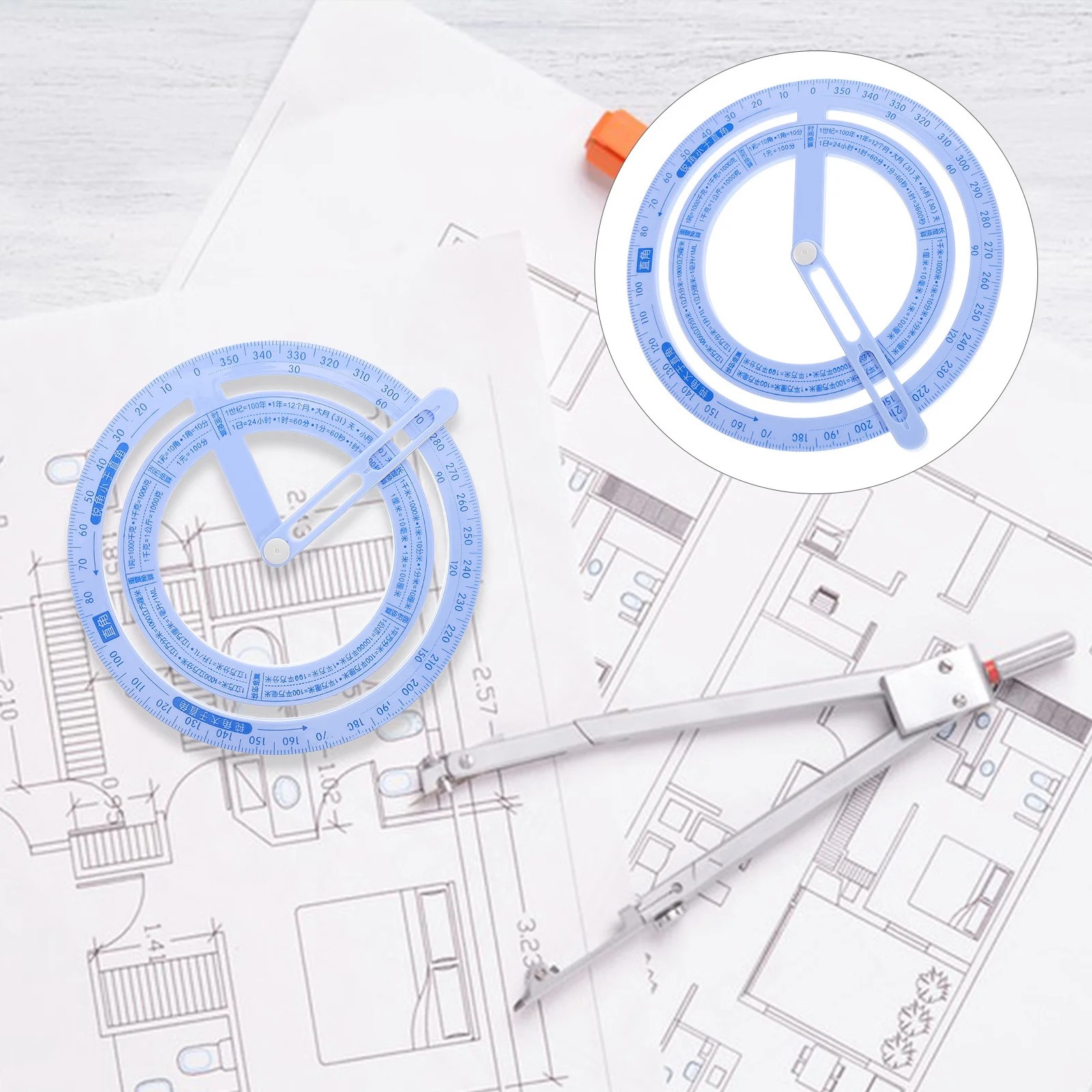 

4Pcs Protractor Rotating Needle Engraved Drawing Ruler Precision Angle Finder for Woodworking Engineering Design