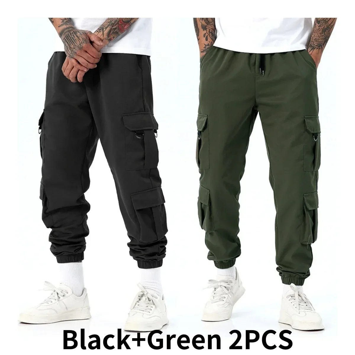 

Мужские повседневные брюки на шнуровке для улицы, четырехсезонные рабочие брюки, модные однотонные спортивные повседневные свободные и удобные брюки до щиколотки