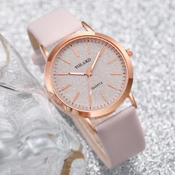 Fashion Matting Dial Women's Quartz Watch Leather Band Ladies Dress Watches