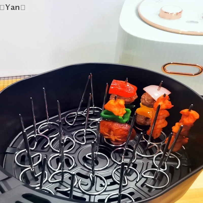 10 Buah Panggangan Vertikal Oven Penggoreng Udara Panggangan Tusuk Sate Aksesori Universal Jarum Pemanggang Khusus Baja Tahan Karat 304 Aman untuk Makanan