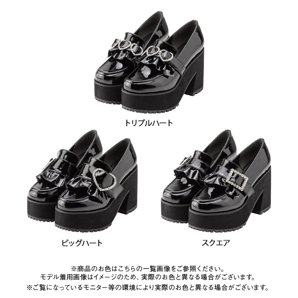 Fashion Women's Shoes Waterproof Platform Lady Pumps Japanese Style High Heels Platform Lolita Pearl Heart Buckle Leather Shoes