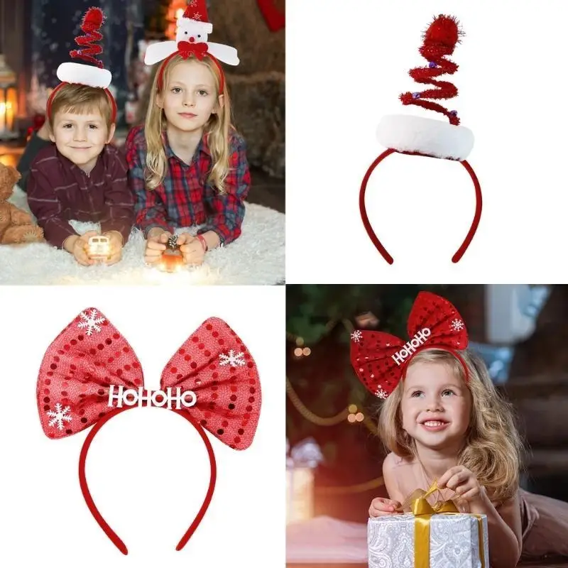 

652F Christmas Tree HOHOHO Headband Lovely Hair Hoop Xmas Performances Headpiece Festival Party Costume Props